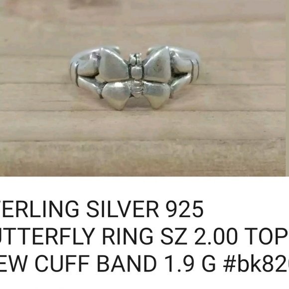 .925 TOE RING SOLID STERLING SILVER BUTTERFLY - Picture 6 of 8
